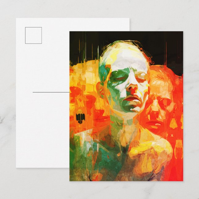 Carte Postale Multiplicité du Portrait Émotionnel Abstrait de l' (Devant / Derrière)