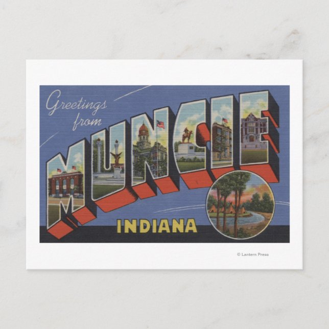 Carte Postale Muncie, Indiana - Scènes de grandes lettres (Devant)
