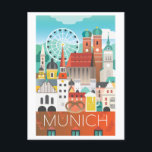 Carte postale Munich, Allemagne<br><div class="desc">L'art original et exclusif de Max & Oscar comprend des icônes et des points de repère de votre endroit préféré ! Dimensions : 5, 6 po L x 4, 25 po H; taille de carte postale USPS qualifiée Impression de haute qualité, couleur pleine sang sur les deux côtés Type de...</div>
