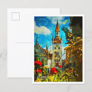 Carte Postale Munich Allemagne Belle peinture à huile paysage