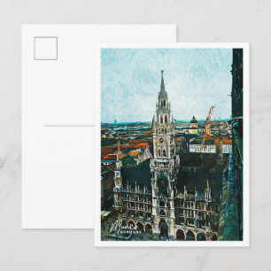 Carte Postale Munich Allemagne Belle peinture à l'huile ville