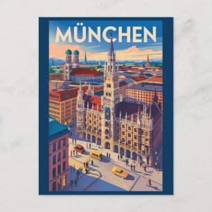 Carte Postale Munich Allemagne Illustration Art de Voyage Vintag