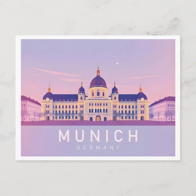 Carte Postale Munich Allemagne Pastel Voyage Design (Devant)