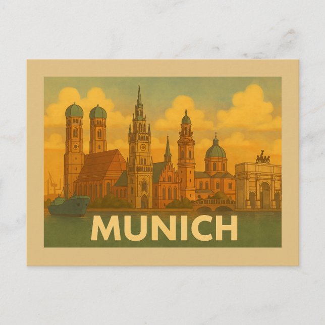 Carte Postale Munich Allemagne Ville Art (Devant)