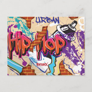 Carte Postale Mur de graffiti de hip hop urbain.