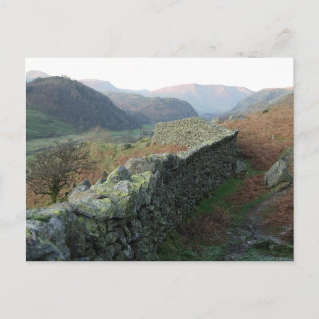 Carte Postale Mur de pierre sèche au-dessus de Thirlmere (Devant)