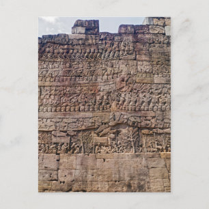 Carte Postale Mur découpant la scène d'art, temple de Bayon,