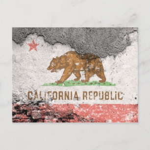Carte Postale mur en brique du drapeau de la californie