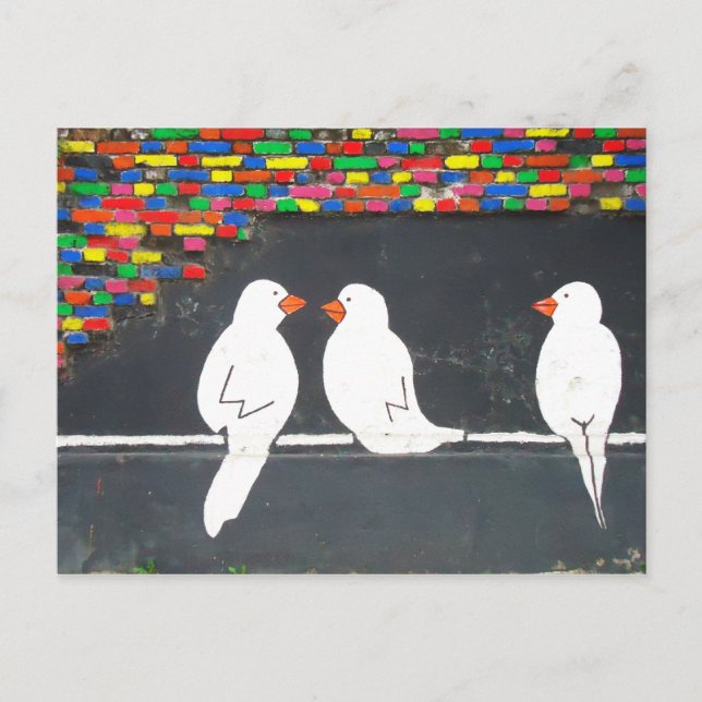 Carte Postale mur en brique : mur en graffiti (Devant)