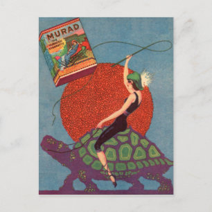 Carte Postale Murad cigarettes dame équitation tortue géante