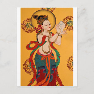 CARTE POSTALE MURAL TIBÉTAIN ANCIEN