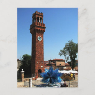 Carte Postale Murano, Italie Tour d'horloge et sculpture en verr