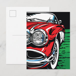 Carte Postale Muscle Car Classique Avant Art Pop Rétro