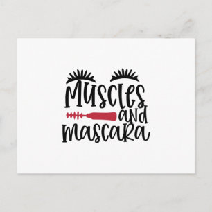Carte Postale Muscles et mascara design- Citation de maquillage