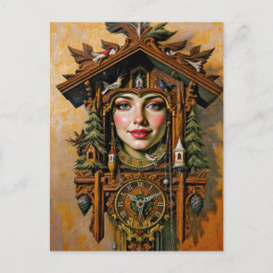 Carte Postale « Muse intemporelle » – Portrait d'une horloge à c
