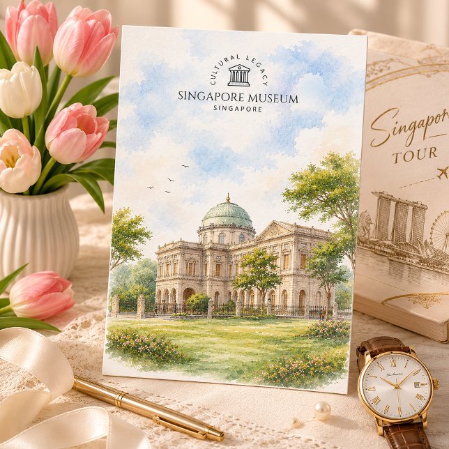 Carte Postale Musée de Singapour | Destination de voyage populai (Singapore Museum | Popolar City Destination Travel Postcard)