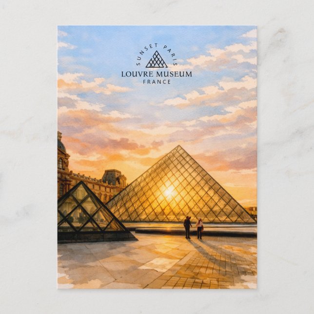Carte Postale Musée du Louvre Coucher de soleil Paris France | A (Devant)