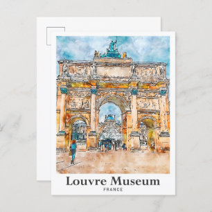 Carte Postale Musée du Louvre France Aquarelle à main