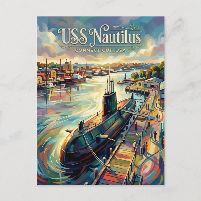 Carte Postale Musée et bibliothèque des sous-marins du Connectic (Devant)