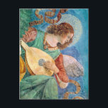 Carte Postale Musical angel playing guitar<br><div class="desc">Beautiful colored medieval renaissance fresco painting of a musical angel playing a guitar,  by 15th century Italian artist Melozzo da Forli.</div>