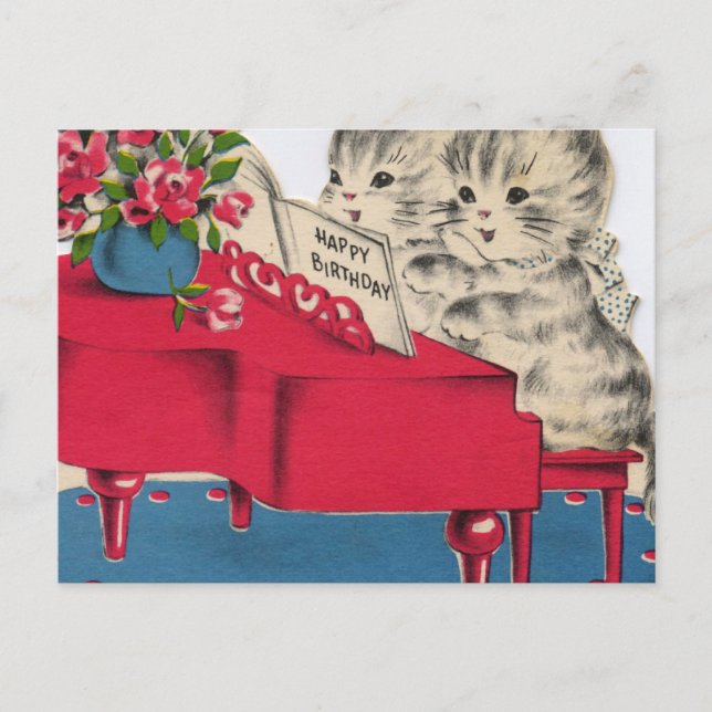 Carte Postale Musical Anniversaire Kittens (Devant)