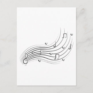 Carte Postale Musical note wave, black line clipart