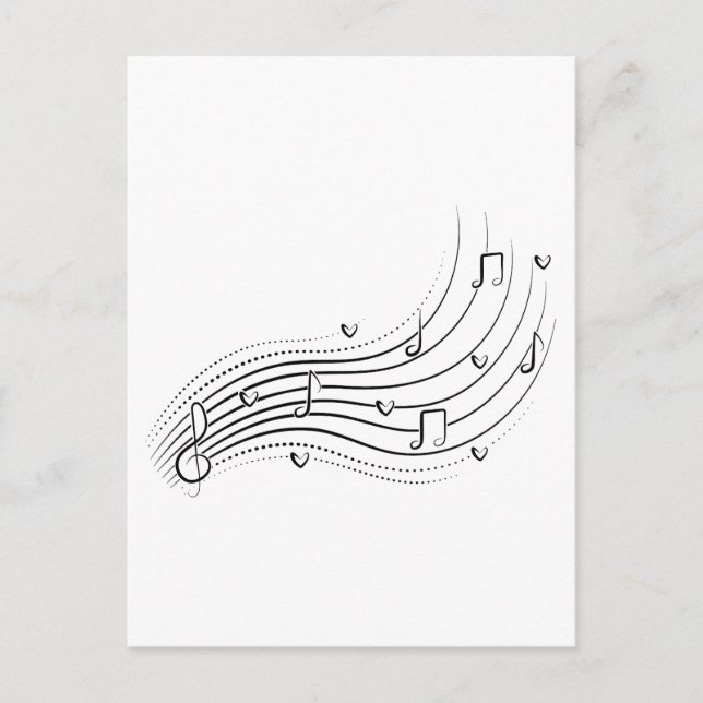 Carte Postale Musical note wave, black line clipart (Devant)