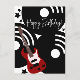 Carte Postale Musical Rock Star Guitare électrique Anniversaire