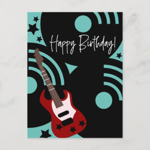 Carte Postale Musical Rock Star Guitare électrique Anniversaire