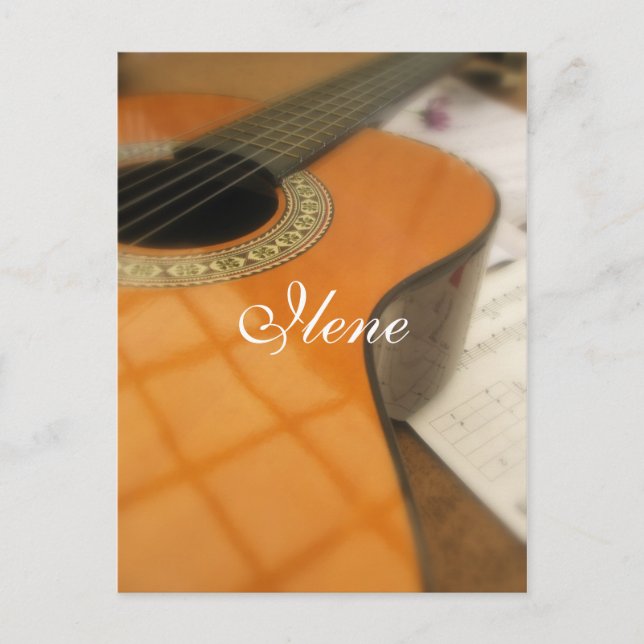 Carte postale musicale de guitare avec nom (Devant)