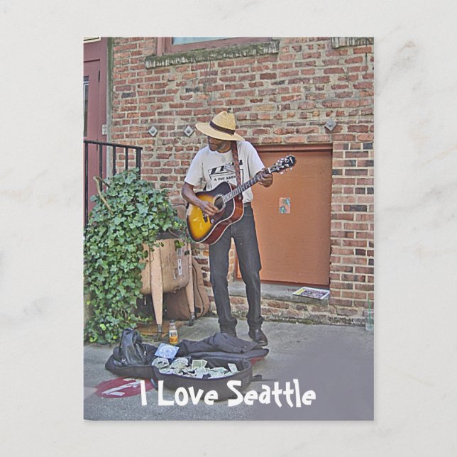 Carte Postale Musicien dans Alley (Devant)