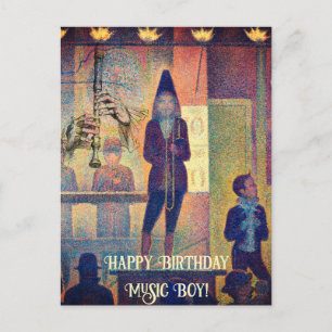 CARTE POSTALE MUSICIEN D'ART VINTAGE FLÛTE ANNIVERSAIRE PERSONNA