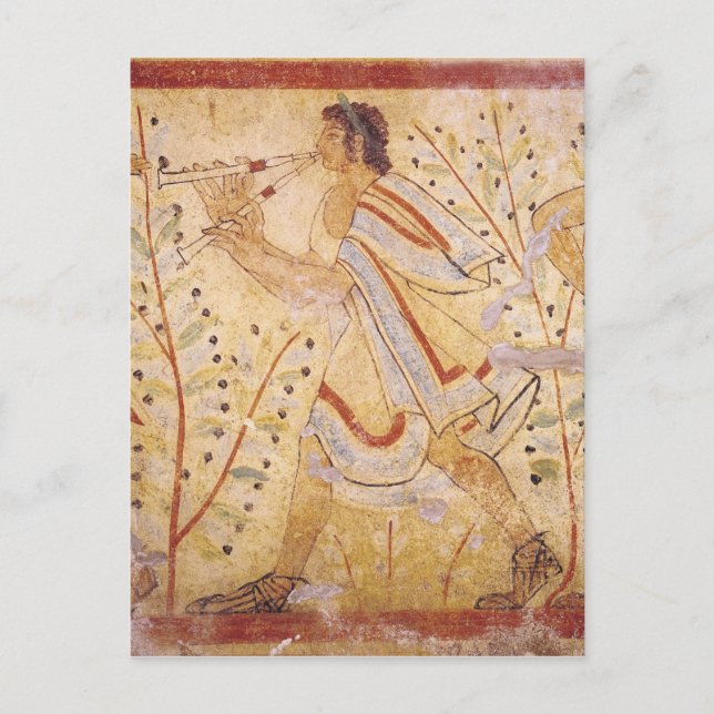 Carte Postale Musicien jouant les tuyaux (Devant)