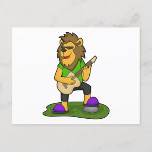 Carte Postale Musicien Lion Guitare Musique