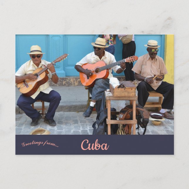 Carte Postale Musiciens à La Havane Cuba (Devant)