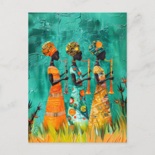 Carte Postale Musiciens africains en tenue traditionnelle