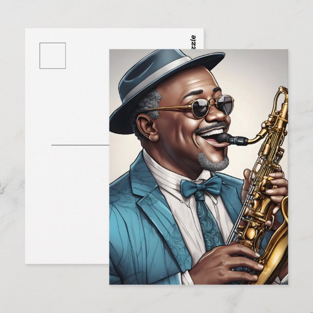 Carte Postale musiciens de jazz (Devant / Derrière)