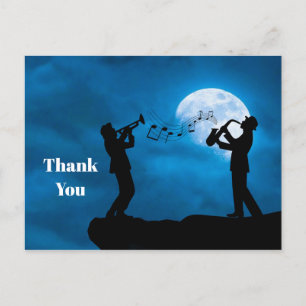 Carte Postale Musiciens Silhouette de pleine lune Merci