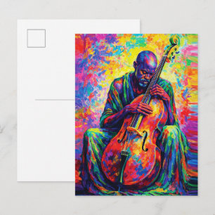 Carte Postale Musiciens violoncellistes abstraits aux couleurs a