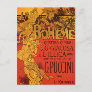 Carte Postale Musique Art Nouveau vintage, Opéra de La Bohême, 1