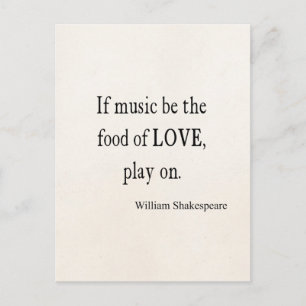 Carte Postale Musique Be Food of Love Shakespeare Citations