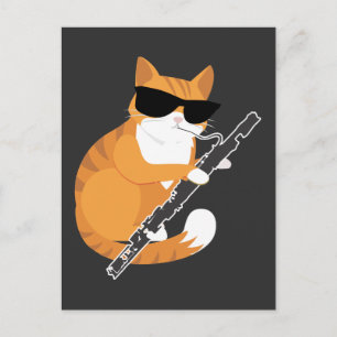 Carte Postale Musique Chat Lunettes de soleil Bassoonist Musicie