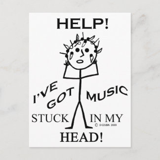 Carte Postale Musique coincée dans ma tête