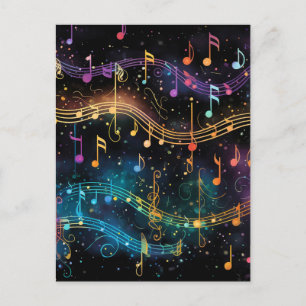 Carte Postale Musique Colorée la Nuit