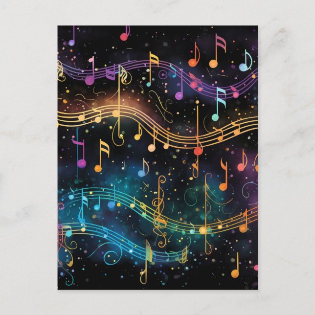 Carte Postale Musique Colorée la Nuit (Devant)