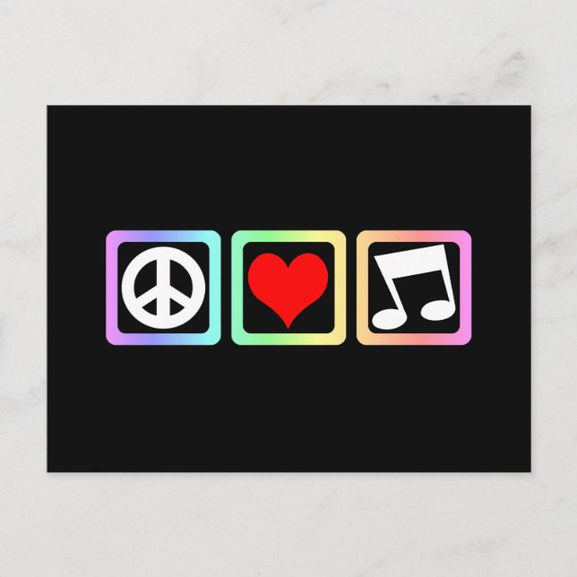 Carte Postale Musique d'amour de paix (Devant)
