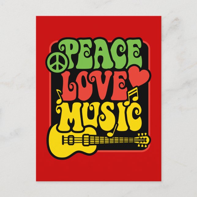 Carte Postale Musique d'amour de paix de Rasta (Devant)