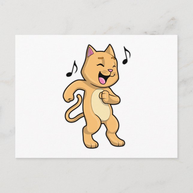 Carte Postale Musique Danse de Chat (Devant)
