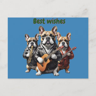 Carte Postale Musique de chien de Bouledogue Français Französisc