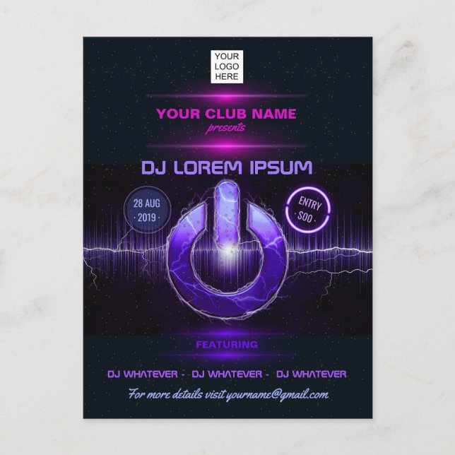 Carte Postale Musique de DJ et soirée dansante (Devant)